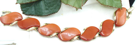 Lisner Bracelet Rich Burnt Orange Lucite