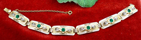 Damascene Bracelet Emerald Rhinestones