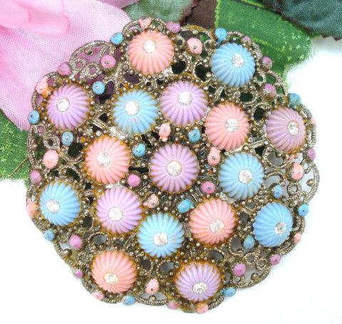 Unique Pastel Flower Brooch 2.5"