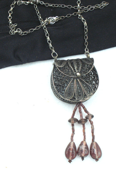 Fredrick Filigree Locket Purse Necklace