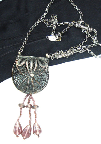 Fredrick Filigree Locket Purse Necklace