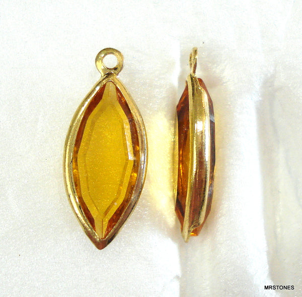 15x7mm (F4202/2) Gold Tone Marquise Topaz Channel Cut Dangle