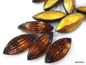 15x7mm (3146) Smoked Topaz Ribbed Marquise Buff Top Doublet