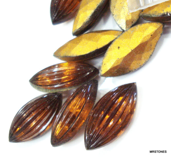 15x7mm (3146) Smoked Topaz Ribbed Marquise Buff Top Doublet