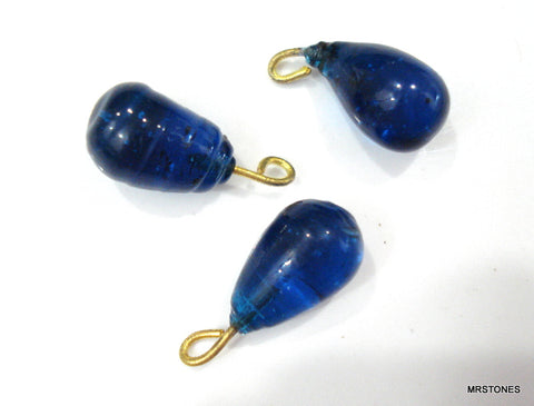 12x7.5mm Glass Blue Bead Dangle