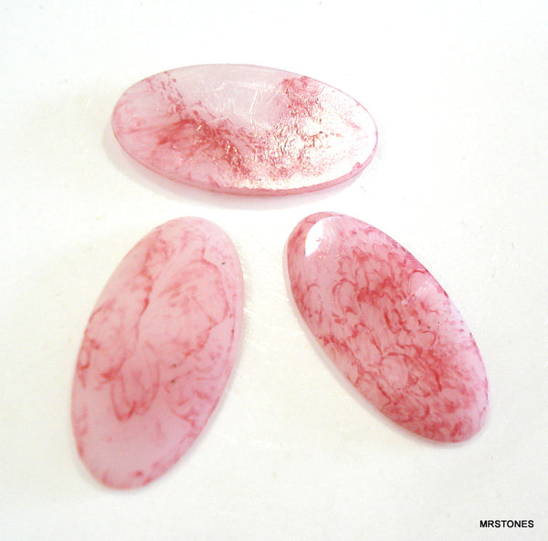 25x14mm (2195) Pink Matrix Low Dome Oval Cabochon