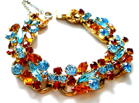 Juliana Bracelet Aqua Topaz Rhinestones