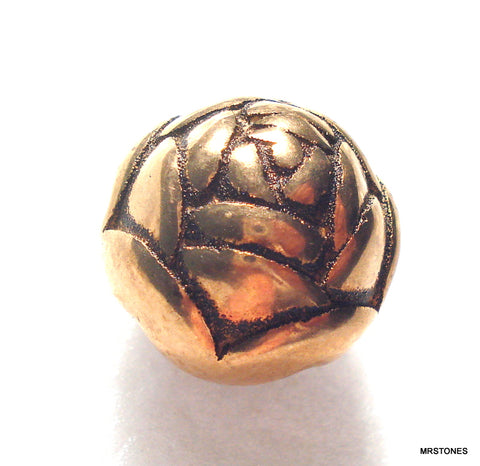 14mm Antiqued Gold Tone Metal Rose Petals Ball Bead