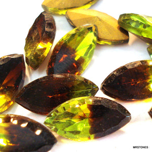 15x7mm (4215) Smoked Topaz/Peridot Bi-Color Scalloped Marquises