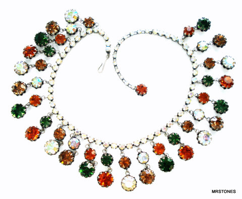 Vendome Necklace Collar Dangles Style Fall Color Rhinestones Madeira