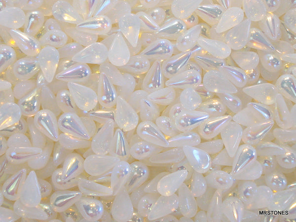 10x6mm (2390) White Opal AB Pear Cabochon