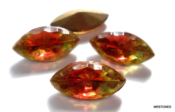 10x5mm (4215/2) TTC Bi-Color Ruby Olivine Scalloped Marquise Navette