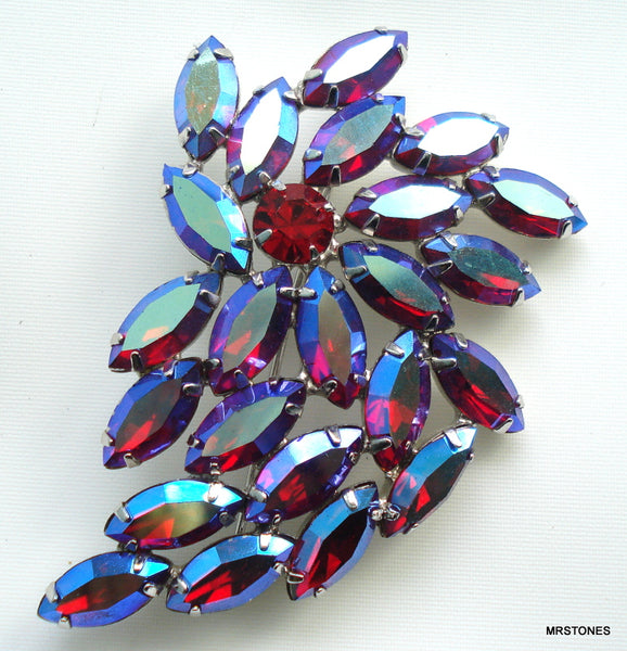 Marlana Brooch 3" Siam AB Navette Marquise 15x7mm