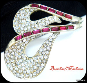 Boucher/Marboux Brooch Ruby Crystal Rhinestones 2 3/8"