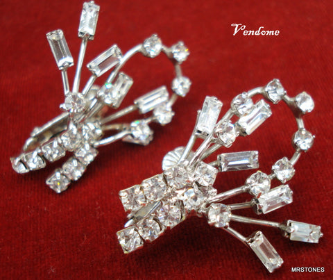 Vendome Crystal Rhinestone Spray Earrings