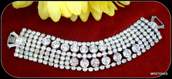 7 Row Crystal Rhinestone Glam Bracelet