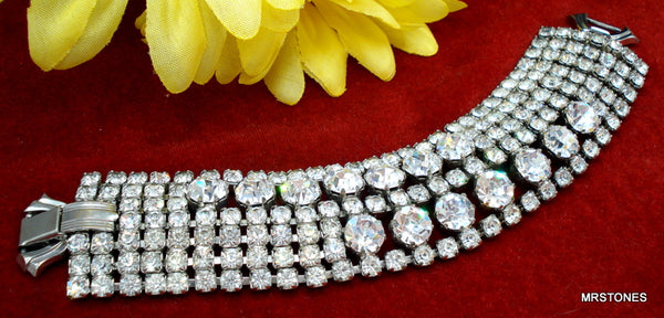 7 Row Crystal Rhinestone Glam Bracelet