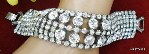 7 Row Crystal Rhinestone Glam Bracelet