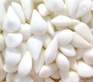 10x6mm (3101) Chalk White Pear Shape Teardrop Buff Top Doublet 1 Gross Pkg.