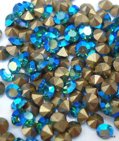 2mm (1100) (14pp) Blue Zircon AB Cz Round Chaton