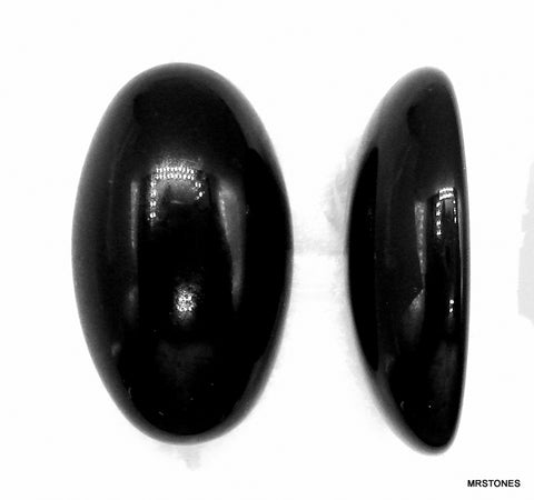 24x14mm (2195) Jet Black Oval Cabochon