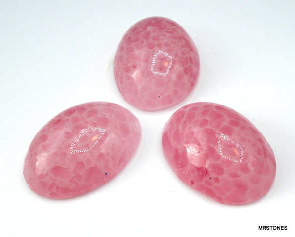 18x13mm (1685) Pink Quartz Glass Oval Cabochon