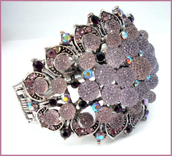 UNIQUE RUNWAY Bracelet Light Amethyst Balls Rhinestones