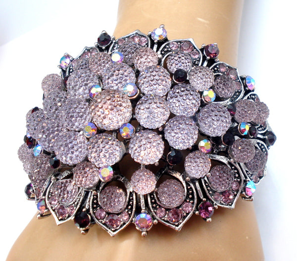 UNIQUE RUNWAY Bracelet Light Amethyst Balls Rhinestones