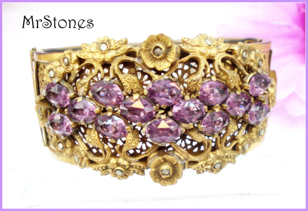 VICTORIAN REVIVAL Bracelet Filigree Amethyst Marcasites