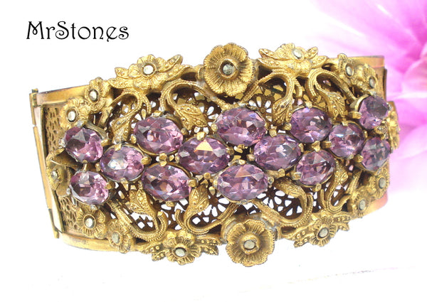 VICTORIAN REVIVAL Bracelet Filigree Amethyst Marcasites