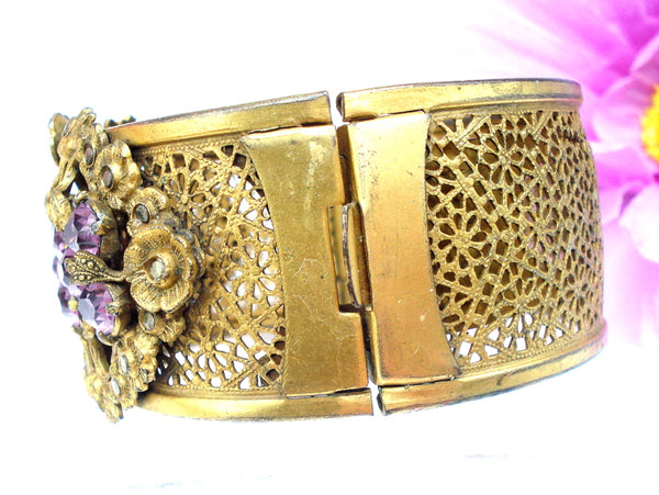 VICTORIAN REVIVAL Bracelet Filigree Amethyst Marcasites