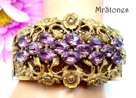 VICTORIAN REVIVAL Bracelet Filigree Amethyst Marcasites