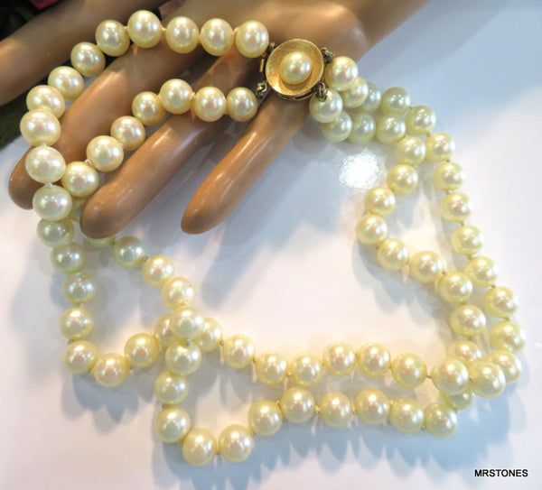 Ciner 2 Strand Glass Pearl Necklace