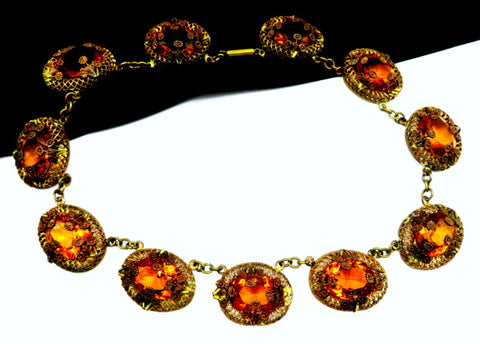 Victorian Topaz Rhinestone Necklace