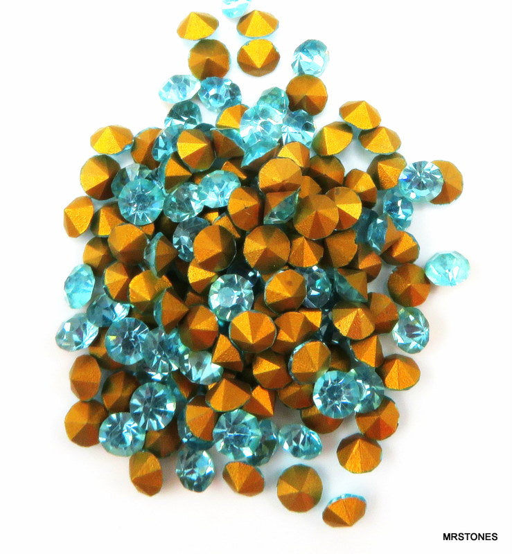 2.5-2.6mm (1100) (19pp) Old Aqua Round Chaton